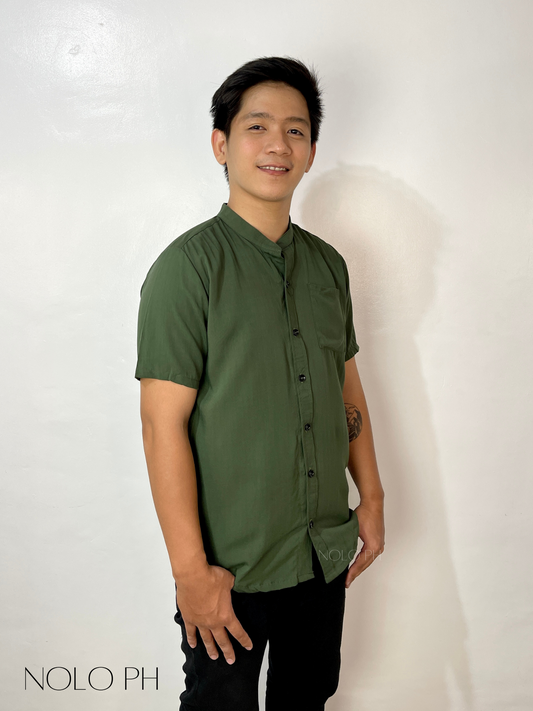 Tailored Linen Polo (Army Green)