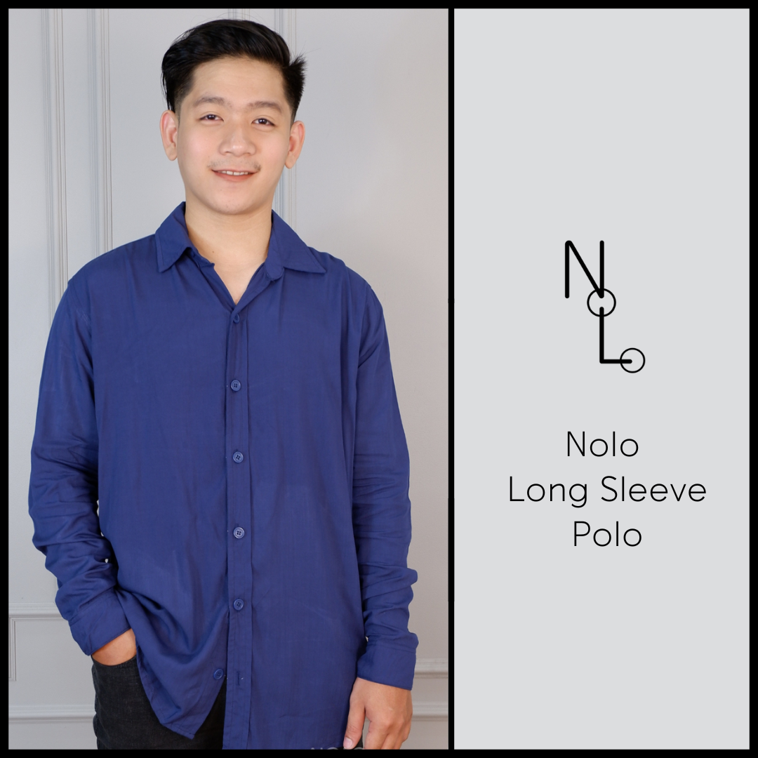 Long Sleeve Polo (Navy Blue)